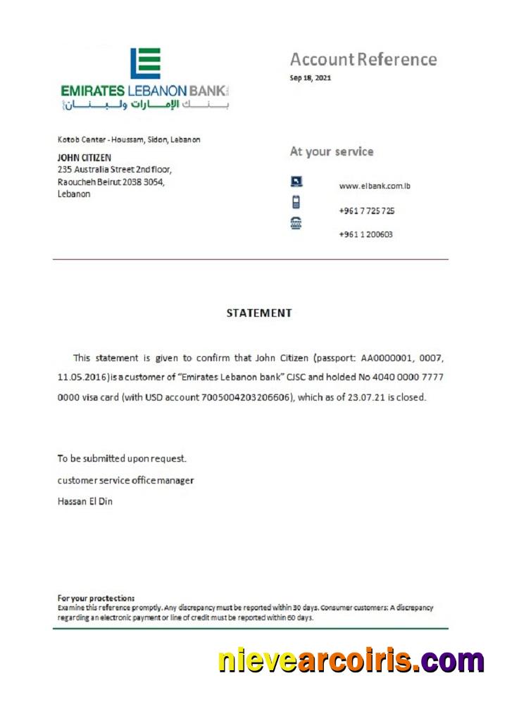 Lebanon Emirates Lebanon bank closure reference